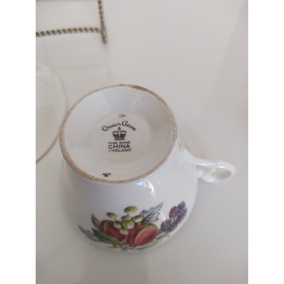 Vintage Queen Anne Bone China Teacup and Saucer Fruit pattern 1960's - Picture 10 of 10